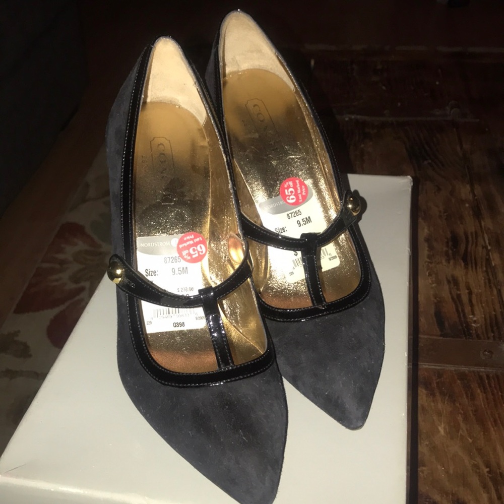 Coach black suede heels size 9.5